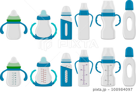 big kit baby milk in bottle with rubber pacifier big kit baby milk in bottle with rubber pacifier 108984097