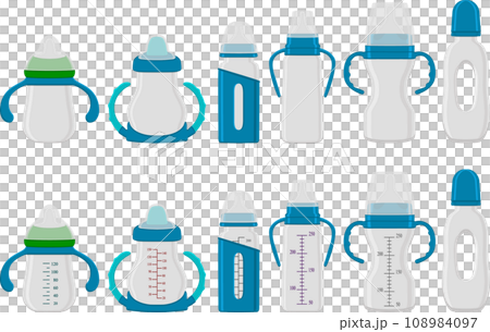 big kit baby milk in bottle with rubber pacifier 108984097