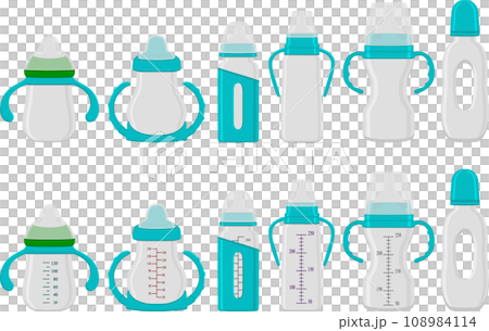 big kit baby milk in bottle with rubber pacifier big kit baby milk in bottle with rubber pacifier 108984114
