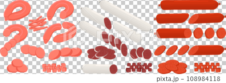 big set different types delicatessen meat sausages big set different types delicatessen meat sausages 108984118