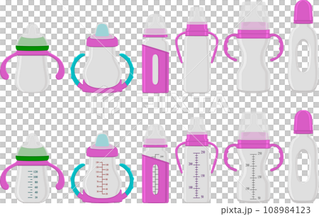 big kit baby milk in bottle with rubber pacifier 108984123
