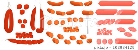 big set different types delicatessen meat sausages 108984129