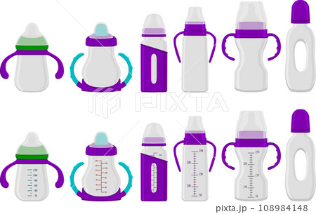 big kit baby milk in bottle with rubber pacifier 108984148