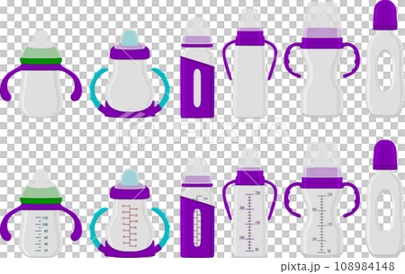 big kit baby milk in bottle with rubber pacifier 108984148