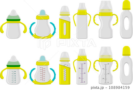 big kit baby milk in bottle with rubber pacifier 108984159