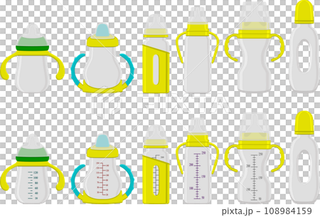 big kit baby milk in bottle with rubber pacifier big kit baby milk in bottle with rubber pacifier 108984159