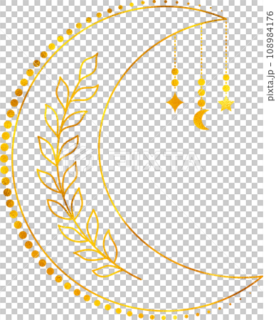 Moon in linear style with gold foil effect. 108984176
