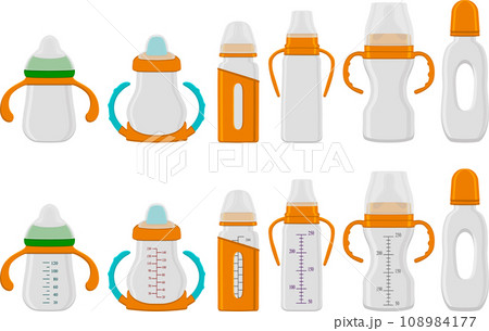 big kit baby milk in bottle with rubber pacifier 108984177
