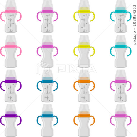 big kit baby milk in bottle with rubber pacifier big kit baby milk in bottle with rubber pacifier 108984253