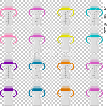 big kit baby milk in bottle with rubber pacifier 108984253