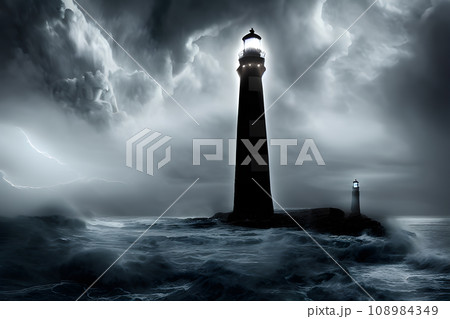 a photo realistic scene of lighthouse of lost souls a photo realistic scene of lighthouse of lost souls 108984349