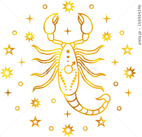 Scorpio zodiac sign with gold foil effect. 108984396