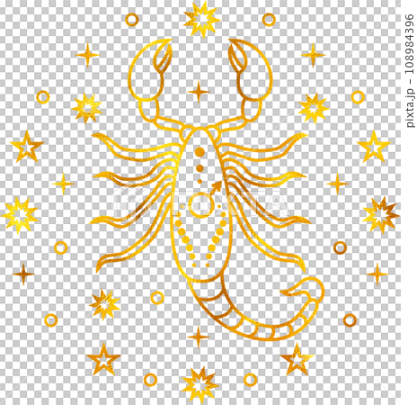 Scorpio zodiac sign with gold foil effect. 108984396