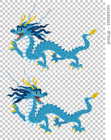 Illustration of a blue dragon in the year of the dragon 108984505