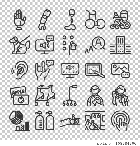 Accessibility universal design barrier free icon set 108984506