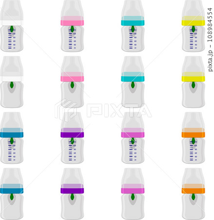 big kit baby milk in bottle with rubber pacifier big kit baby milk in bottle with rubber pacifier 108984554