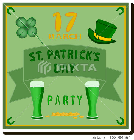 Beautiful illustration on theme of celebrating annual holiday St. Patrick's Day Beautiful illustration on theme of celebrating annual holiday St. Patrick's Day 108984664