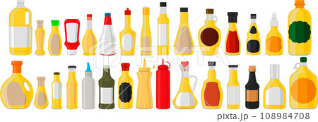 big kit varied glass bottles filled liquid cheese sauce big kit varied glass bottles filled liquid cheese sauce 108984708