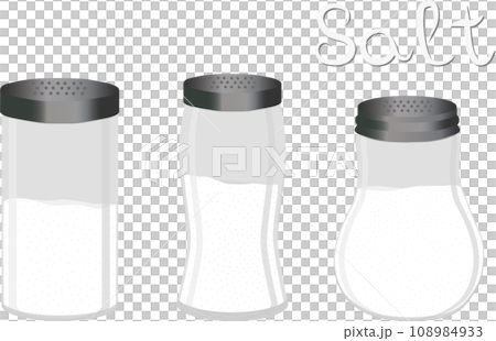 big set different types glassware filled salt 108984933