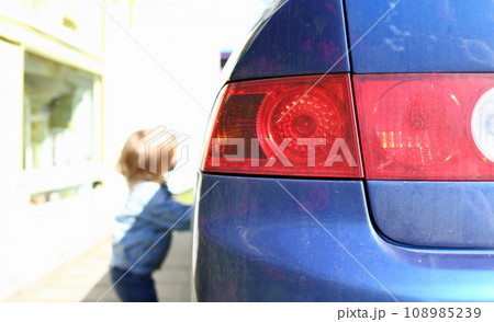 Rear left car lantern optics blue on red 108985239