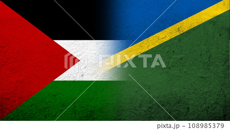 Flag of Palestine and National flag of The Solomon Islands. Grunge background Flag of Palestine and National flag of The Solomon Islands. Grunge background 108985379