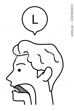 英会話、lの発音の舌の動きの説明図 108986801