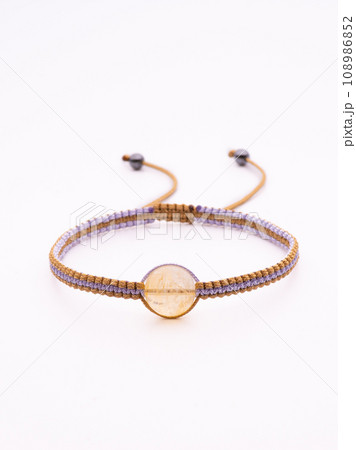 Handmade amethyst and rose quartz minelal bead bracelets with raw minerals around 108986852