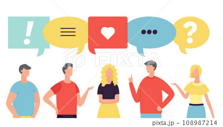 People talking. Vector illustration. Debates encourage critical thinking and help people refine their arguments through dialogue Effective communication is essential for individuals to convey 108987214