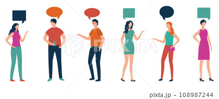 People talking. Vector illustration. Speech is powerful tool allows people to communicate their thoughts and emotions Human beings are social creatures who seek connections through conversations People talking. Vector illustration. Speech is powerful tool allows people to communicate their thoughts and emotions Human beings are social creatures who seek connections through conversations 108987244
