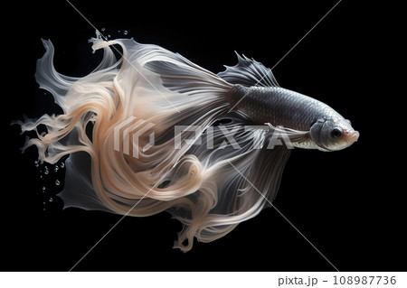 Image of of betta fish with colorful on black background. Fishs., Pet., Animals. 108987736