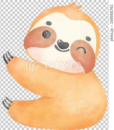 Cute Baby Sloth Watercolor Cartoon Illustration Cute Baby Sloth Watercolor Cartoon Illustration 108988761