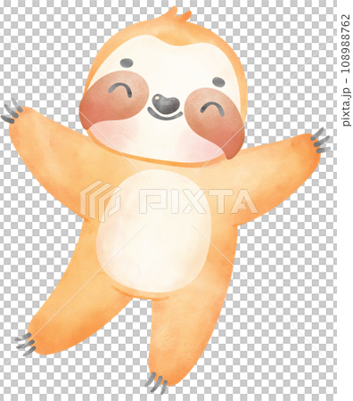 Cute Baby Sloth Watercolor Cartoon Illustration Cute Baby Sloth Watercolor Cartoon Illustration 108988762