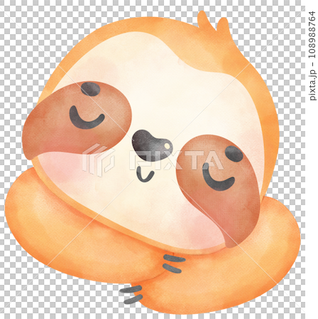 Cute Baby Sloth Watercolor Cartoon Illustration Cute Baby Sloth Watercolor Cartoon Illustration 108988764