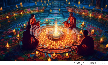 monks draw a mandala monks draw a mandala 108989655