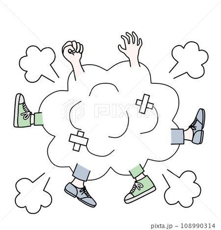 淡いカラーで男同士のケンカをマンガ的に表現したイラスト 淡いカラーで男同士のケンカをマンガ的に表現したイラスト 108990314