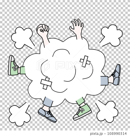 類似漫畫的淺色男人之間的戰鬥插圖。 108990314