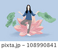 Woman in calm posture doing yoga 108990841