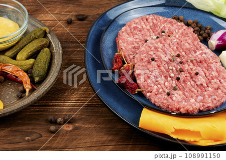 Raw uncooked steak cutlets Raw uncooked steak cutlets 108991150