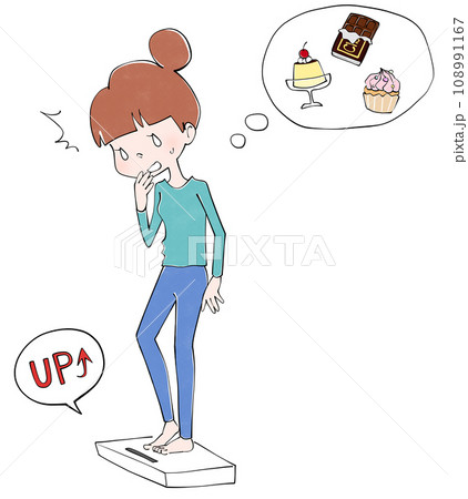 甘いものを食べ過ぎて体重が増えた 108991167