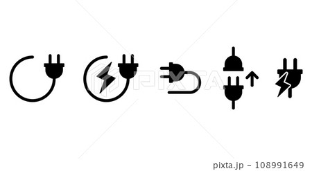 コンセントと充電の電気アイコン　セット 108991649