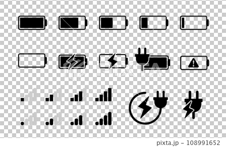 Charging, outlet and radio wave icon set Charging, outlet and radio wave icon set 108991652