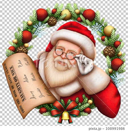 Santa Claus Reading The Naughty or Nice List on Transparent Background Santa Claus Reading The Naughty or Nice List on Transparent Background 108991986