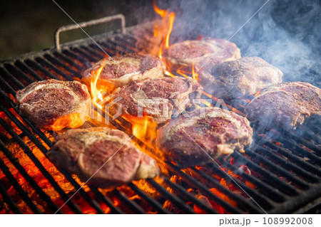 Grilled Australian beef steak on the grill Grilled Australian beef steak on the grill 108992008