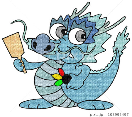 辰年年賀状用イラスト - 羽根突き 108992497