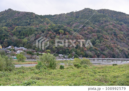 渡月橋が見える嵐山風景 108992579