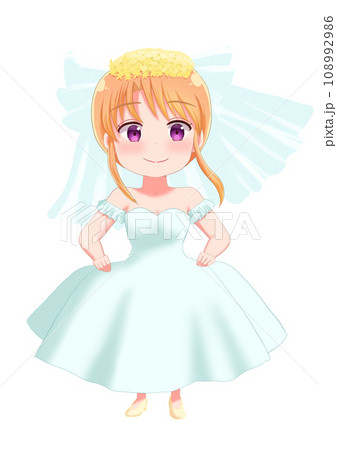 ウエディングドレスを着た花嫁さんのイラスト 108992986