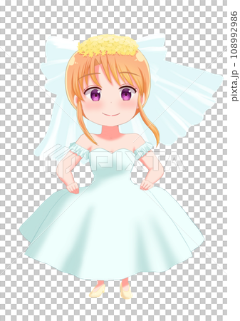ウエディングドレスを着た花嫁さんのイラスト 108992986