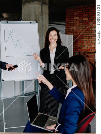 male and female partners discussing ideas and cooperating male and female partners discussing ideas and cooperating 108993201