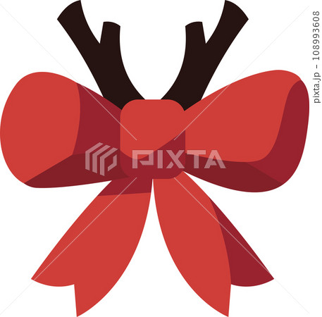 Christmas Bow with Antlers Vector Illustration Christmas Bow with Antlers Vector Illustration 108993608
