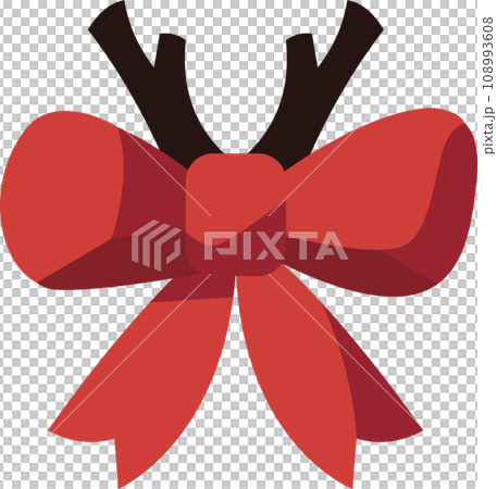 Christmas Bow with Antlers Vector Illustration Christmas Bow with Antlers Vector Illustration 108993608